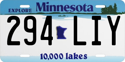 MN license plate 294LIY