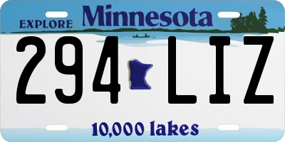 MN license plate 294LIZ