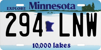 MN license plate 294LNW