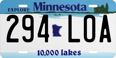 MN license plate 294LOA