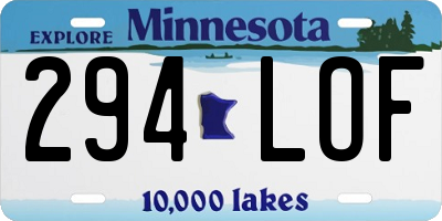 MN license plate 294LOF