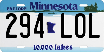MN license plate 294LOL