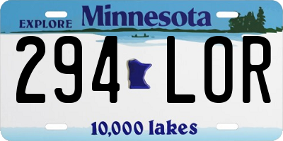 MN license plate 294LOR