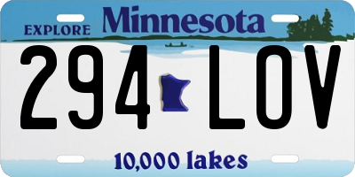 MN license plate 294LOV