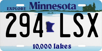 MN license plate 294LSX
