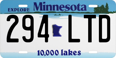 MN license plate 294LTD