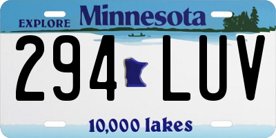 MN license plate 294LUV