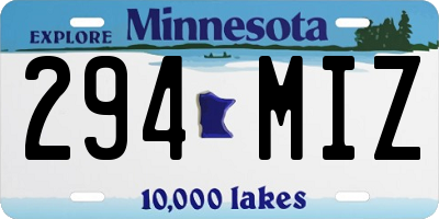 MN license plate 294MIZ