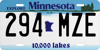 MN license plate 294MZE