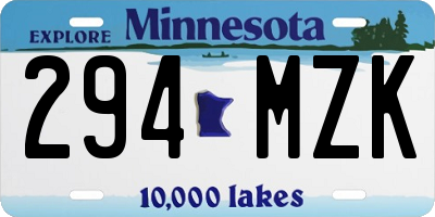 MN license plate 294MZK