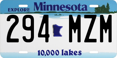 MN license plate 294MZM
