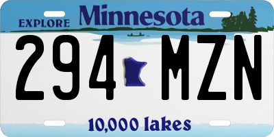 MN license plate 294MZN