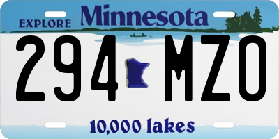 MN license plate 294MZO