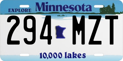 MN license plate 294MZT