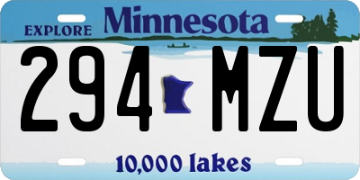 MN license plate 294MZU