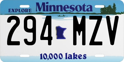 MN license plate 294MZV