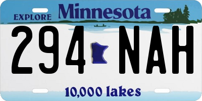MN license plate 294NAH