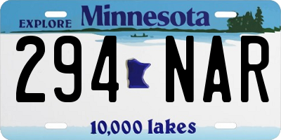 MN license plate 294NAR