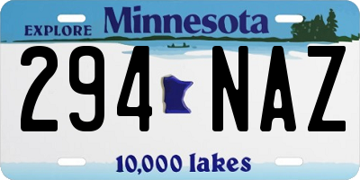 MN license plate 294NAZ