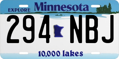 MN license plate 294NBJ