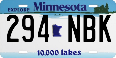 MN license plate 294NBK