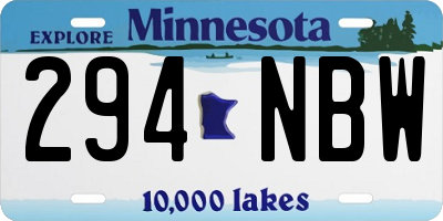 MN license plate 294NBW