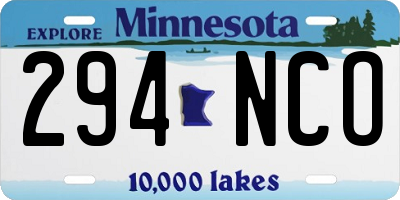 MN license plate 294NCO