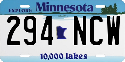 MN license plate 294NCW