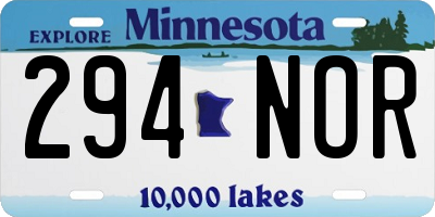 MN license plate 294NOR