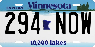 MN license plate 294NOW