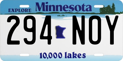 MN license plate 294NOY