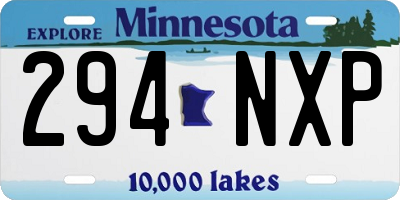 MN license plate 294NXP
