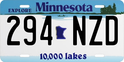MN license plate 294NZD