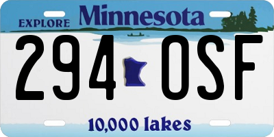 MN license plate 294OSF