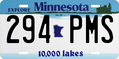 MN license plate 294PMS