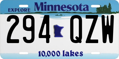 MN license plate 294QZW