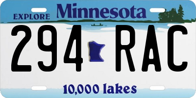 MN license plate 294RAC