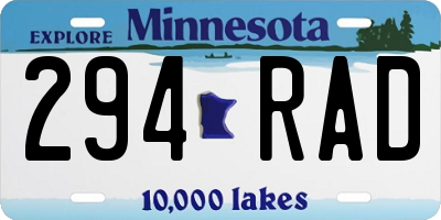 MN license plate 294RAD