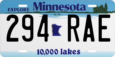 MN license plate 294RAE