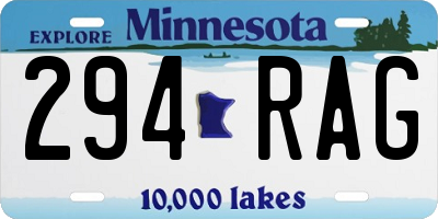 MN license plate 294RAG