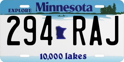 MN license plate 294RAJ