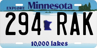 MN license plate 294RAK