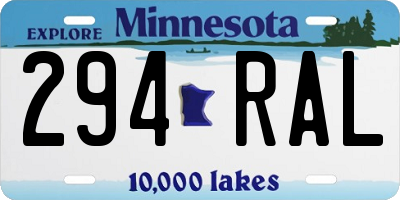 MN license plate 294RAL