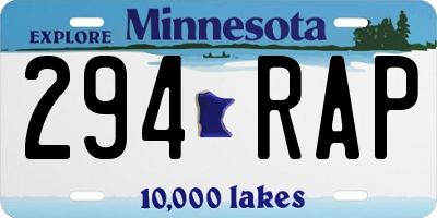 MN license plate 294RAP