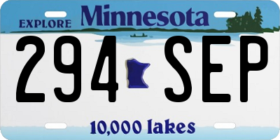MN license plate 294SEP