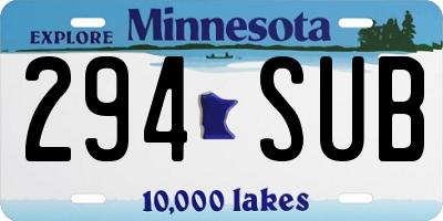 MN license plate 294SUB