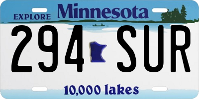 MN license plate 294SUR