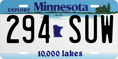 MN license plate 294SUW