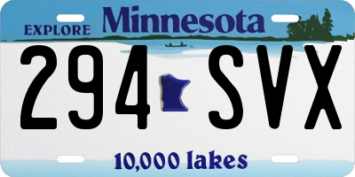 MN license plate 294SVX