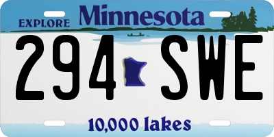 MN license plate 294SWE
